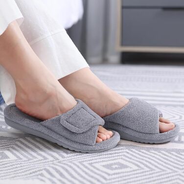 Ортопедичні домашні тапочки для жінок Litfun з підтримкою склепіння стопи, регульовані, з відкритими пальцями, для п'яткової шпори, сірі, 39 EU