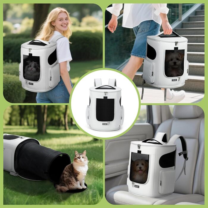 Розширюваний рюкзак для кота та собаки, переноска для тварин до 8 кг, сірий