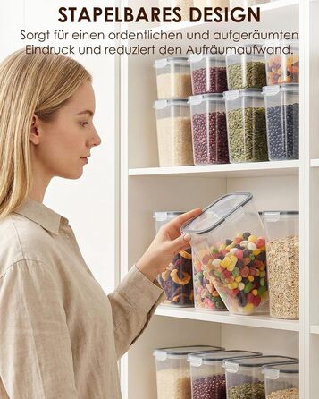 Контейнери для зберігання продуктів Radikor, 24 шт., герметичні, штабельовані, без BPA, для кухні (борошно, крупи, макарони)