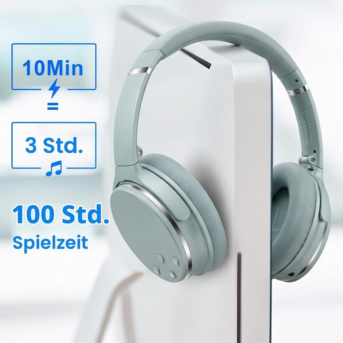 Бездротові навушники Srhythm NC25 з активним шумозаглушенням (ANC), Bluetooth, Hi-Fi звук, глибокий бас, NFC, вбудований мікрофон, складані (М'ятно-зелений)
