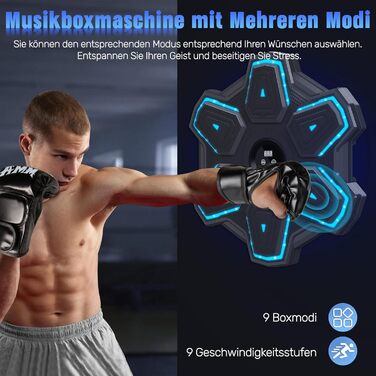 Семай Музична боксерська машина: LED-ціль для тренувань з Bluetooth, 9 режимів швидкості та лічильник, для дому та фітнес-залів