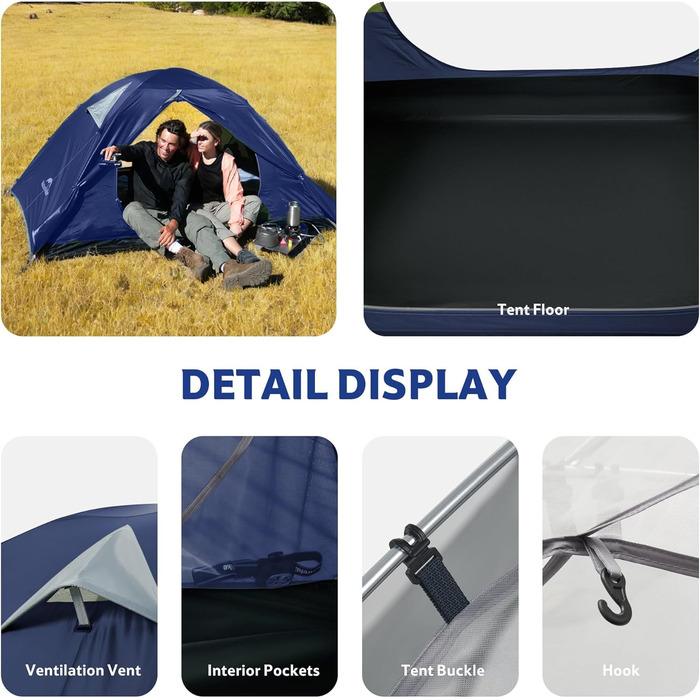 Намет Naturehike Bleik Ultralight 2-3 особи, водонепроникний (3000 мм), блакитний 240x290x125 см для кемпінгу, туризму та трекінгу