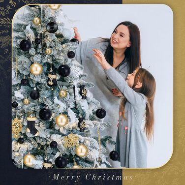 Набір прикрас на ялинку SOLEDI® 128 шт. Преміум якість, пластикові кулі білого кольору з зіркою на верхівку. Міцний та безпечний набір прикрас з підвісками. Різнокольорові ялинкові кулі, багаторазовий декор на Різдво (чорний)