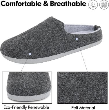 Тапочки домовими з фетру Mishansha для жінок та чоловіків, зимові, зручні, чорні, розмір 36-48