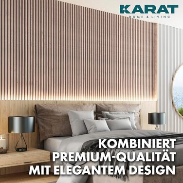 Акустичні настінні панелі KARAT з натурального шпону дуба (White Oak), ламелі з дерева та фетру для шумоізоляції та звукопоглинання, 118 x 60 см