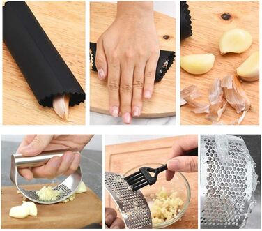 Прес для часнику та імбиру з нержавіючої сталі 430, кухонний аксесуар-подрібнювач, прес для часнику та імбиру, силіконовий очищувач