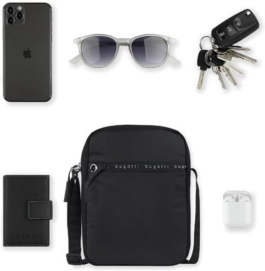 Чоловіча сумка Bugatti Blanc DeLight на плече, з та́рпауліну та нейлону, чорна