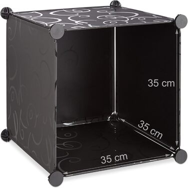 Relaxdays Closet Organizer with 11 Compartments, Wardrobe with 2 Clothes Rails, DIY Plastic Plug-in Shelves, white (Black)
