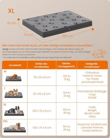 Крізь для собак Feandrea, розмір M, 76 x 51 x 8 см, водовідштовхувальний, для маленьких та мініатюрних собак, сірий, PGW241G01