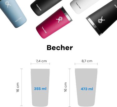 Hydro Flask 473ml (16oz) Stainless Steel Travel Tumbler with Leak-Proof Lid - Vacuum Insulated