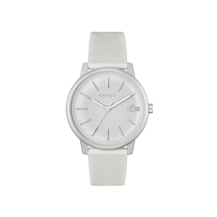 Годинник чоловічий Lacoste 12.12 Move Analog Quartz сріблясто-білий з силіконовим браслетом