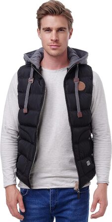 Чоловіча тепла жилетка Backrock Sim-Fit з відстібаною капюшоном та стійким коміром. Степлена жилетка, чорна, розмір L