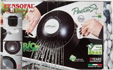 Каструля Pensofal Biostone Pastasì 5 л, 20 см, чорна, антипригарна