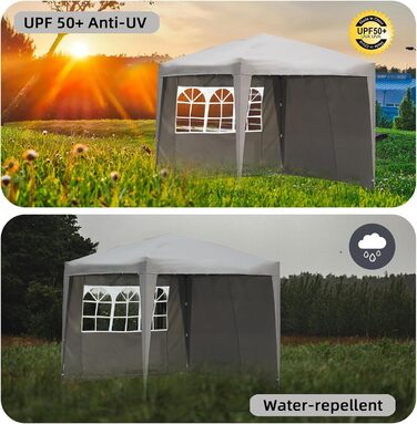 2.5x2.5m Folding Terrace Roof, Water-Repellent, Made of Steel and Polyester