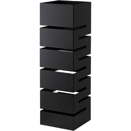 Підставка для парасольки Baroni Home з сучасним дизайном, метал, геометрія, з гачками та знімним піддоном, чорний, 15,5x15x49 см