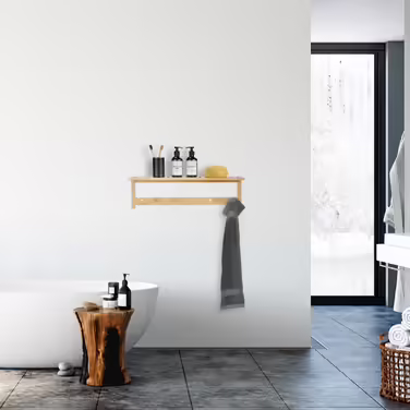 Relaxdays Wall Shelf with 5 Hook Rail
