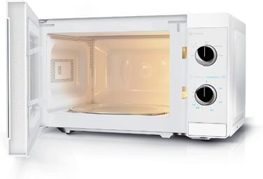 Мікрохвильова піч SHARP R200BKW Solo, 20 л, 800 Вт, 5 режимів, таймер, функція розморожування за вагою, енергозберігаючий режим, скляний піднос 25,5 см