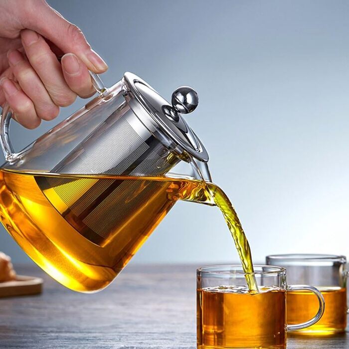 Скляний чайник із ситом із нержавіючої сталі для заварювання чаю, 750 мл