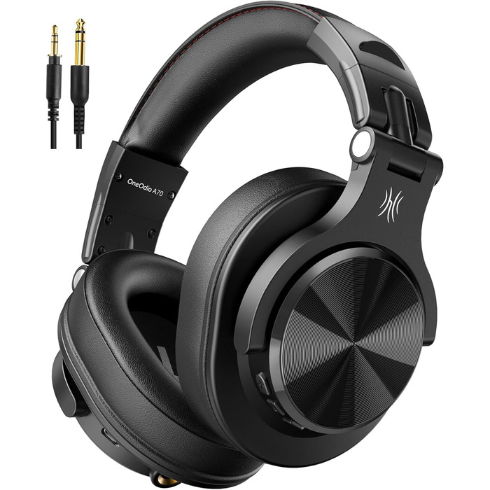 OneOdio Bluetooth навушники Over-Ear, 72 год HiFi Stereo, бездротові, з 6.35mm та 3.5mm аудіоджеком для студії, DJ, телефону, ПК, підсилювача - Чорний