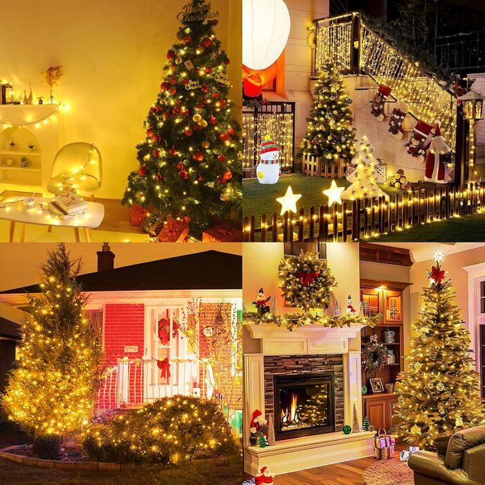 LED гірлянда на батарейках/USB, 10м, 100 світлодіодів, тепле біле світло, з таймером, вологостійка, для декору на Різдво, весілля, вечірки, балкону, саду