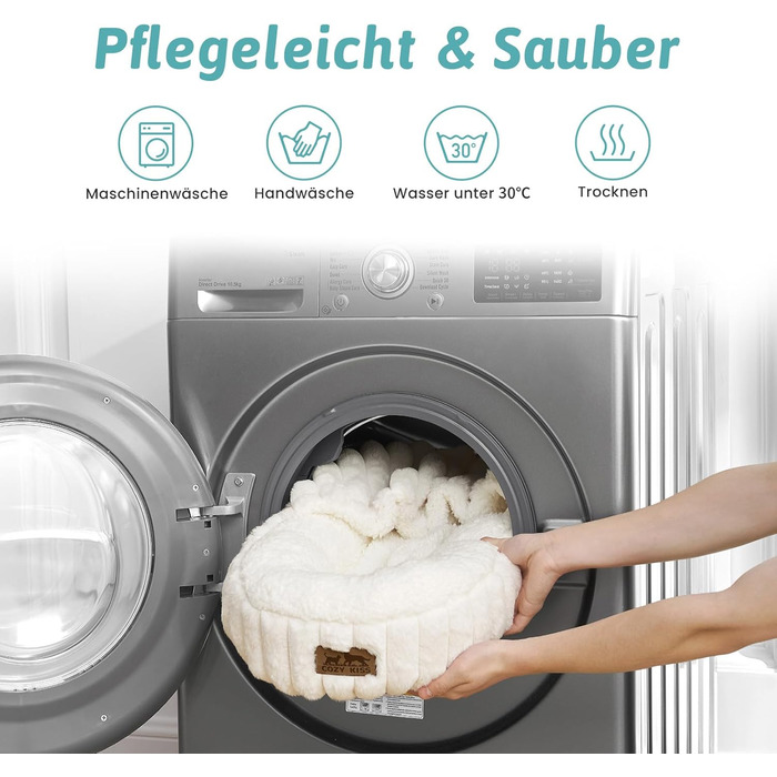 Кігтеточка-лежанка для котів та маленьких собак, кругла, пухнаста, антистресова, з ковдрою, пухнастий лежак-донат, знімний чохол, антиковзаюча підкладка (кремовий, 89x89x18 см)