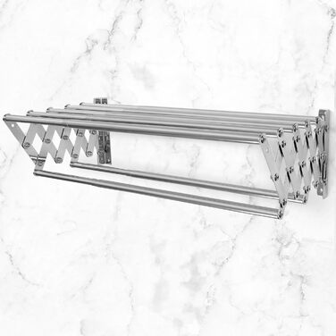 Сушарка для білизни настінна розкладна QWORK® 7 стержнів для балкону та пральні