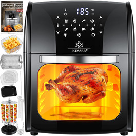 Фритюрниця KESSER® XXL Airfryer 9в1 з грилем, дегідратором та аксесуарами | 1800 Вт, чорний