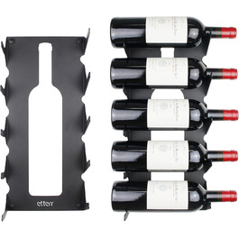 Steel wine rack for all types of wines, with wall mount and decorative trim. (Black)