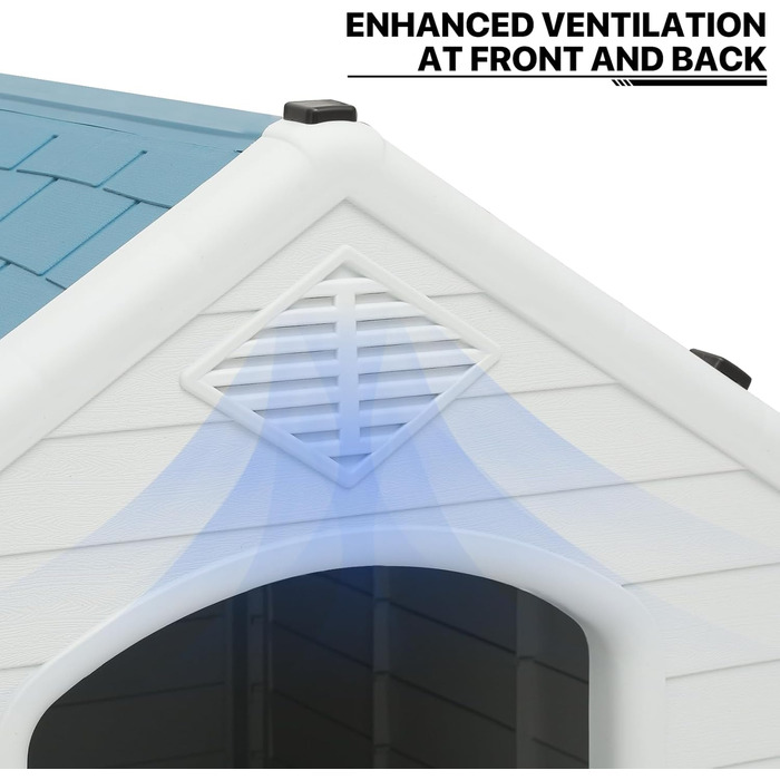 MoNiBloom Будка для собак: ізольована, водонепроникна, для будь-яких розмірів, з вентиляцією та піднятим дном, для дому та вулиці, пластик, легка збірка