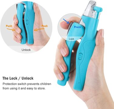 Триммер для когтів домашніх тварин з LED-підсвічуванням: для собак та котів середніх та маленьких порід. Професійний триммер для когтів з гострою клинком та безпечним білим/блакитним LED-світлом.