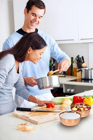 YINOX Mixing Bowl made from 99% pure copper, reflective craftsmanship, can be used as a kitchen salad bowl, egg bowl, dip bowl, or kitchen decoration.