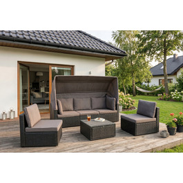 Комплект садових меблів із техноротанга MEBEL ELITE, чорний, 4 предмети