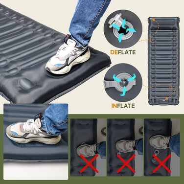 Bluever Self-Inflating Camping Mat with Foot Pump, 14cm Thick Sleeping Pad - Outdoor, Hiking, Travel Mat with Pillow