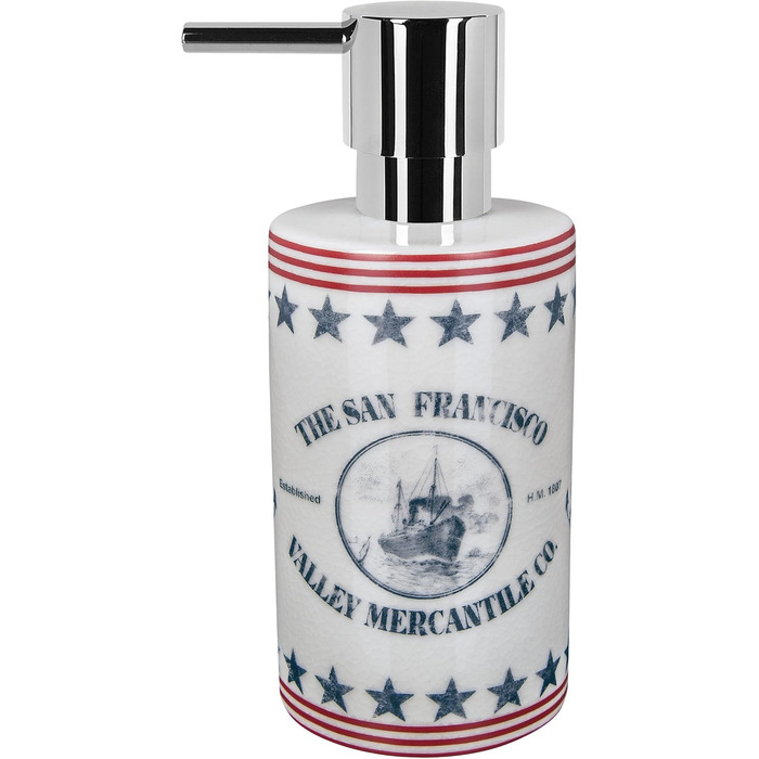 Дозатор мила Spirella з помпою, керамічний, 300 мл, сріблястий, довговічний, 16 см