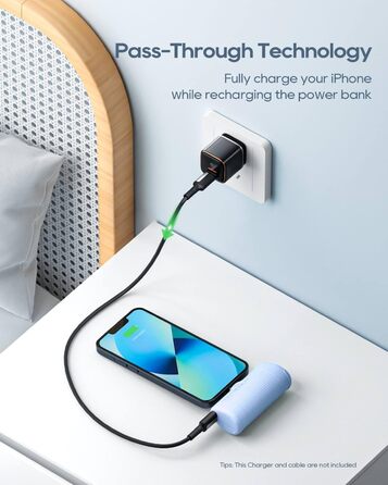 Портативний зарядний акумулятор Power Bank 4500mAh з швидкою зарядкою PD для iPhone 14/13/12/11/XS/XR/X/8/7/6 (блакитний)