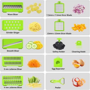 Ручний набір для нарізки овочів Romon 15 в 1: кубики, стрічки, соломка, слайси