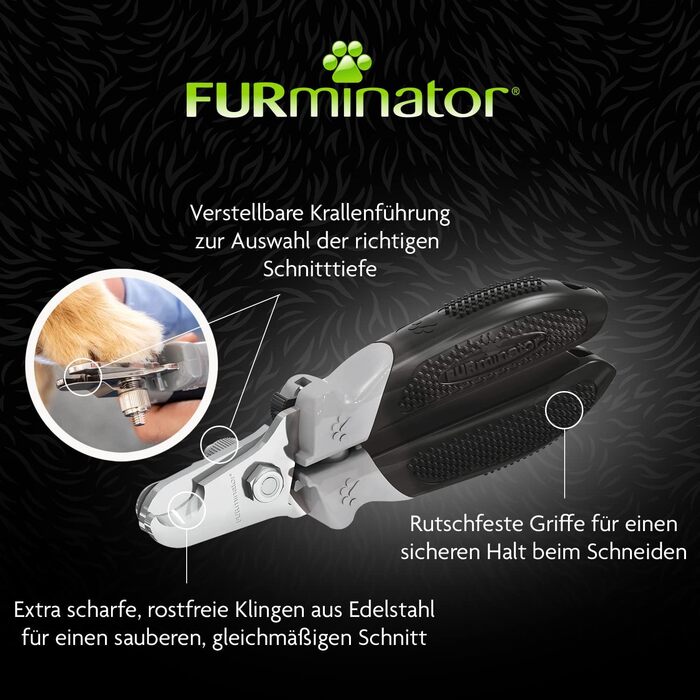 Furminator ножиці для обрізання кігтів собак та котів - професійний догляд за кігтями, регульована направляюча