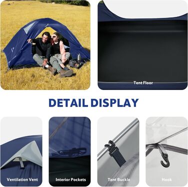 Намет Naturehike Bleik Ultralight 2-3 особи, водонепроникний (3000 мм), блакитний 240x290x125 см для кемпінгу, туризму та трекінгу