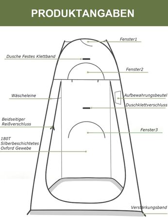 Намет для душу та туалету намет-розкладачка 2-4 особи, армійний колір, для кемпінгу, відпочинку на природі, пляжу, з сумкою та аксесуарами