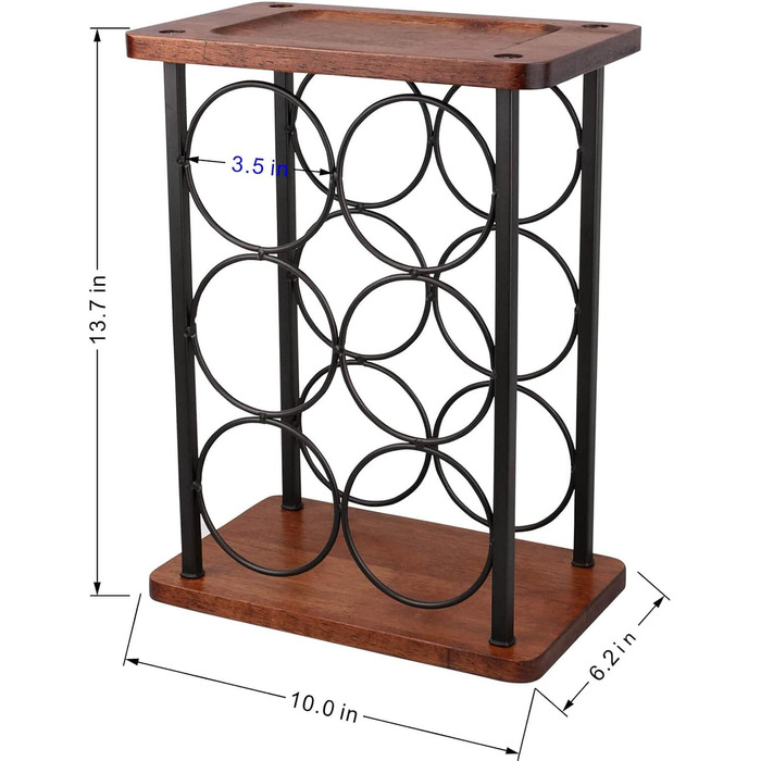 Wine rack with glass holders, tabletop wine rack with tray, freestanding wooden wine rack, perfect for home decor & kitchen storage rack, etc. (holds 6 bottles and 2 glasses) (Holds 6 Bottles)