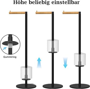 Тримач туалетного паперу YIGII без свердління, нержавіюча сталь, щітка, самоклеючий, для ванної кімнати та кухні (чорний)