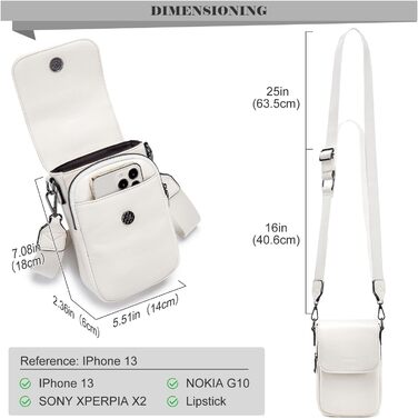 Сумка-органайзер на шию MUIIKOLA для смартфонів з RFID-захистом, веганська шкіра, бежевий. Сумка через плече для жінок з широким ременем та гаманцем.