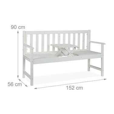 Relaxdays White Garden Bench with Table