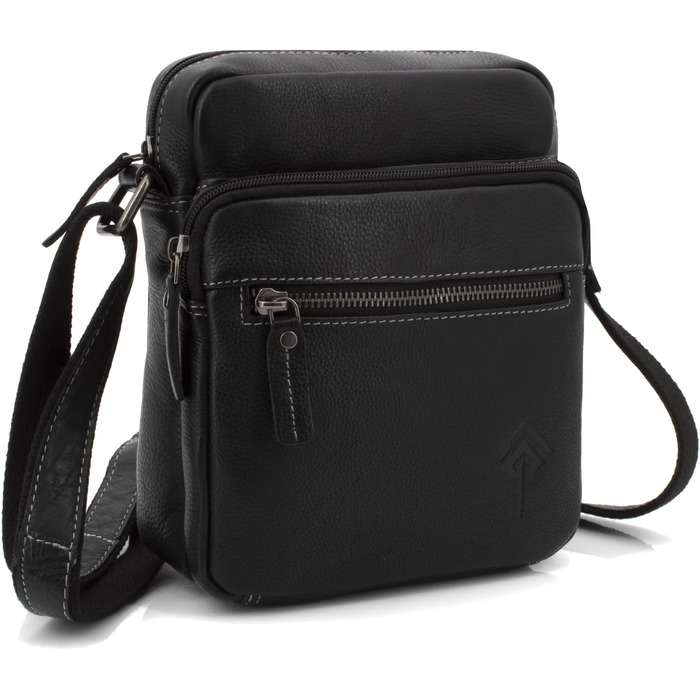 Чоловіча сумка через плече JOREY з натуральної шкіри, чорна. Ідеальна для бізнесу, роботи та подорожей. Чоловіча шкіряна сумка-мішок.