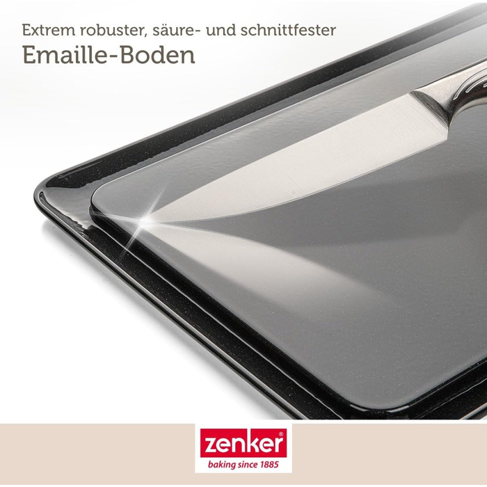 Zenker Rectangular Springform Pan with Lid DELUXE, Cake Transport Box with Enamel Base, Baking Sheet with Lid (Color: Black/Transparent/Red), Quantity: 1 Piece