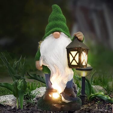 The ENCHANTED GARDEN Gartenzwerg Ranger garden figurines & garden statues garden decor for outdoors Solar Light funny gnomes for outdoors