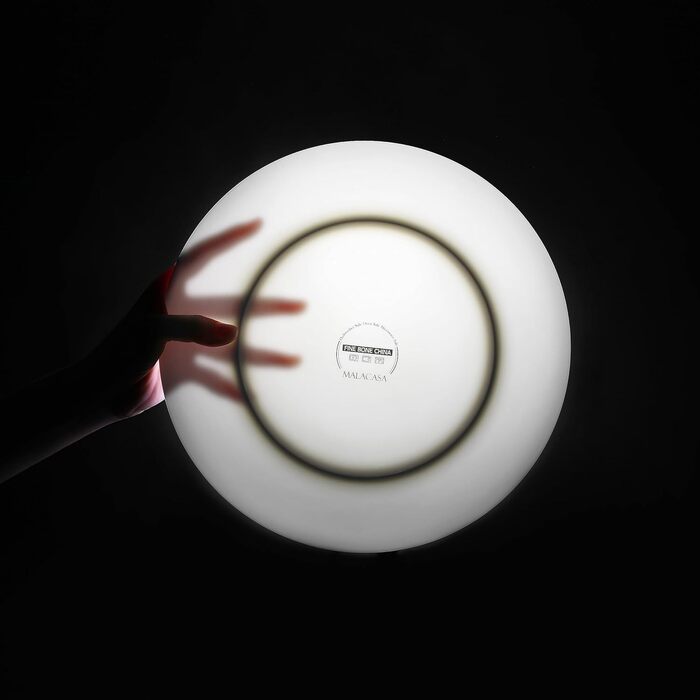 MALACASA Набір посуду 12 предметів для 4 осіб з кісткового фарфору, сучасний сервіз кремово-білого кольору, стійкий до подряпин, підходить для миття в посудомийній машині та для мікрохвильової печі, серія JERA Jera Білий 12 предметний набір посуду для 4 (