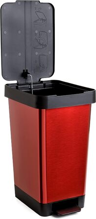 Сміттєве відро з педаллю TATAY Smart Deco 25L | Компактний дизайн | Для дому та вулиці | Підходить для мішко 30L | З міцного BPA-free пластику | 26x36x47cm, дерево (червоне)