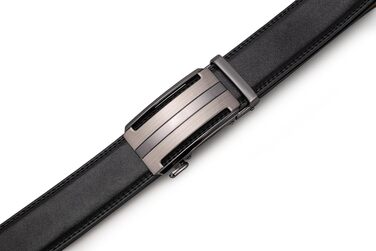 Чоловічий шкіряний ремінь на пряжці, 35 мм, 125 см (для обхвату талії 92-107 см) - чорний