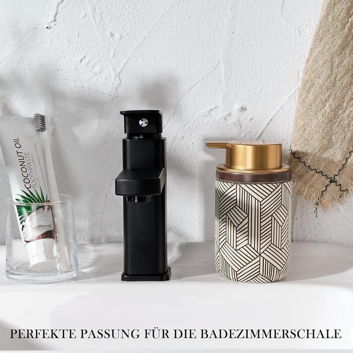 Дозатор для мила та миючого засобу GIRLUFO 350мл з великим насосом – багаторазовий дозатор піни для ванної кімнати та кухні (легко натискається) (колір: коричневий)